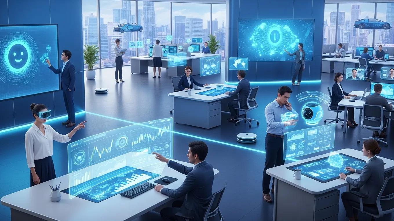 AI tools in a modern office environment facilitating business automation