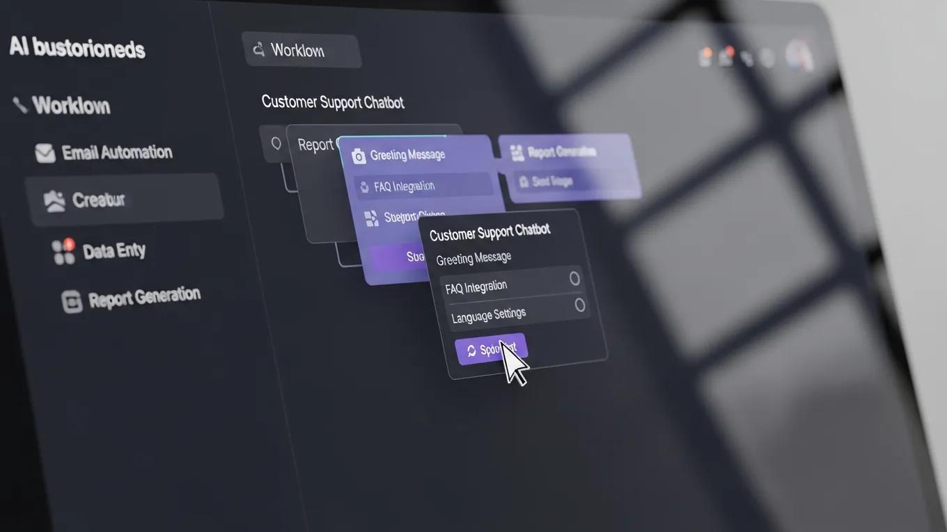 Professional customizing an AI business automation tool on a computer screen